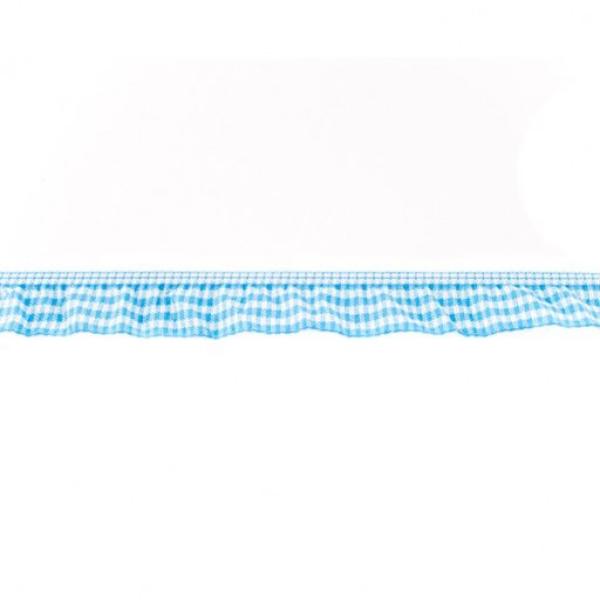 Elastisches Karorüschenband Hellblau 2 cm Breite